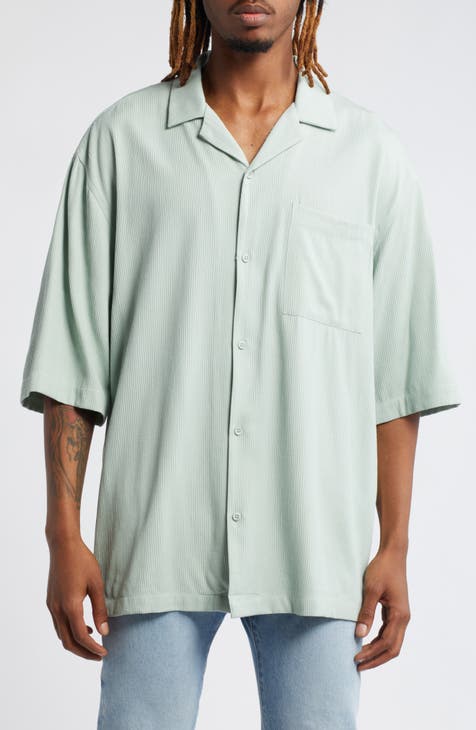 Textured Revere Collar Button-Up Shirt