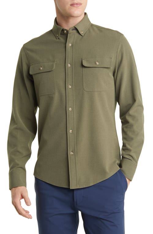 Mizzen+Main City Trim Fit Stretch Flannel Button-Down Shirt in Green