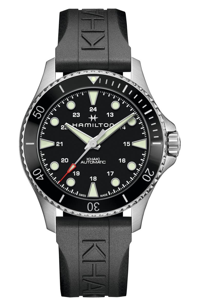 Hamilton Khaki Navy Scuba Automatic Rubber Strap Watch, 43mm | Nordstrom