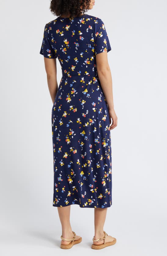 Shop Loveappella Floral Midi Dress In Navy