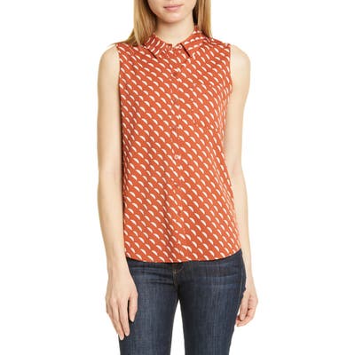 Nordstrom Signature Sleeveless Stretch Silk Shirt, Metallic