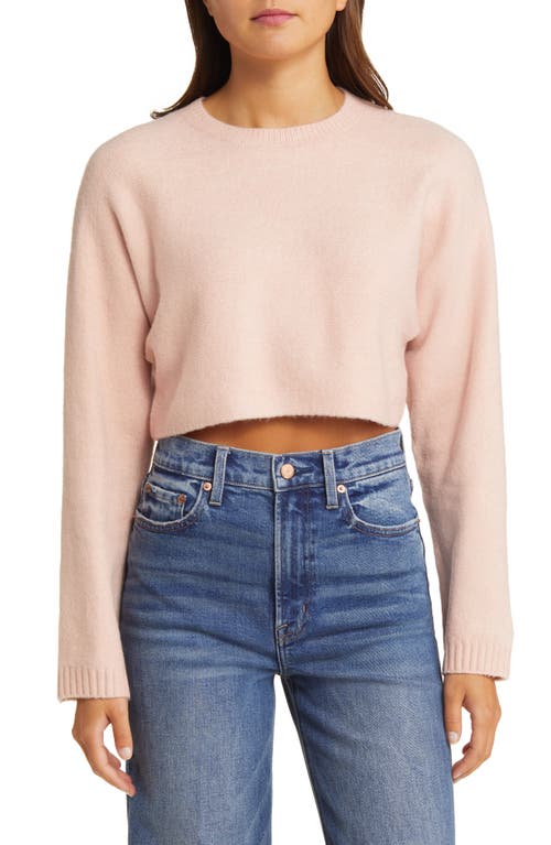 Open Edit Crewneck Crop Sweater in Pink Smoke at Nordstrom, Size Large