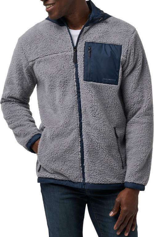 Shop Travismathew Ventura High Pile Fleece Hooded Jacket In Sleet/total Eclipse