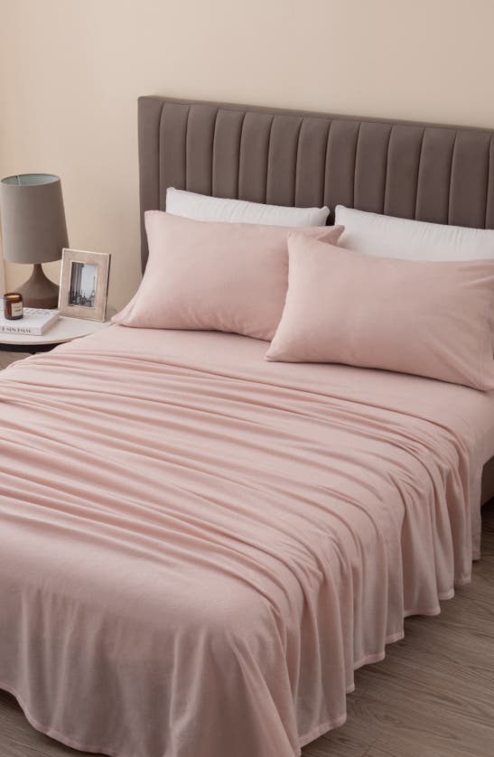Woven & Weft Super Soft Extra Plush Fleece Sheet Set In Blush Pink