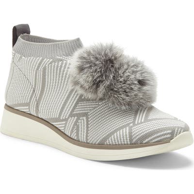 Louise Et Cie Buffie Sneaker With Genuine Rabbit Fur Trim- Grey