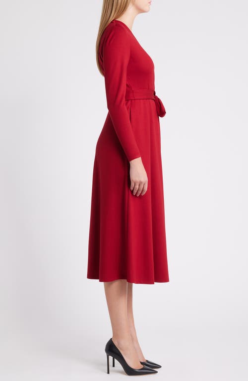 Shop Anne Klein Serenity Long Sleeve Faux Wrap Dress In Titian Red