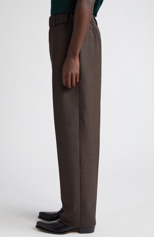 Shop Bottega Veneta Prince Of Wales Wool Trousers In 2172 Brown/red/blue