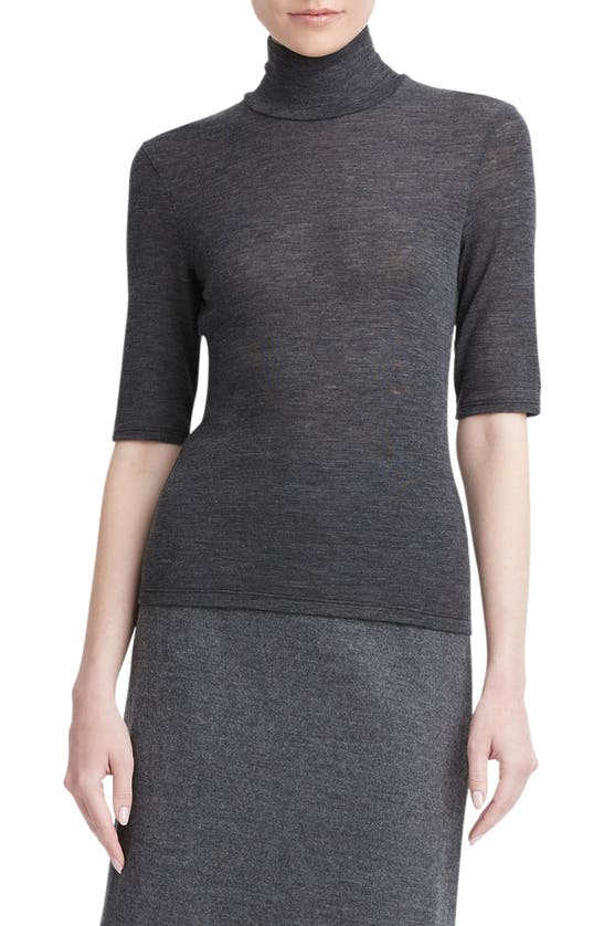 VINCE ELBOW SLEEVE MERINO WOOL TURTLENECK