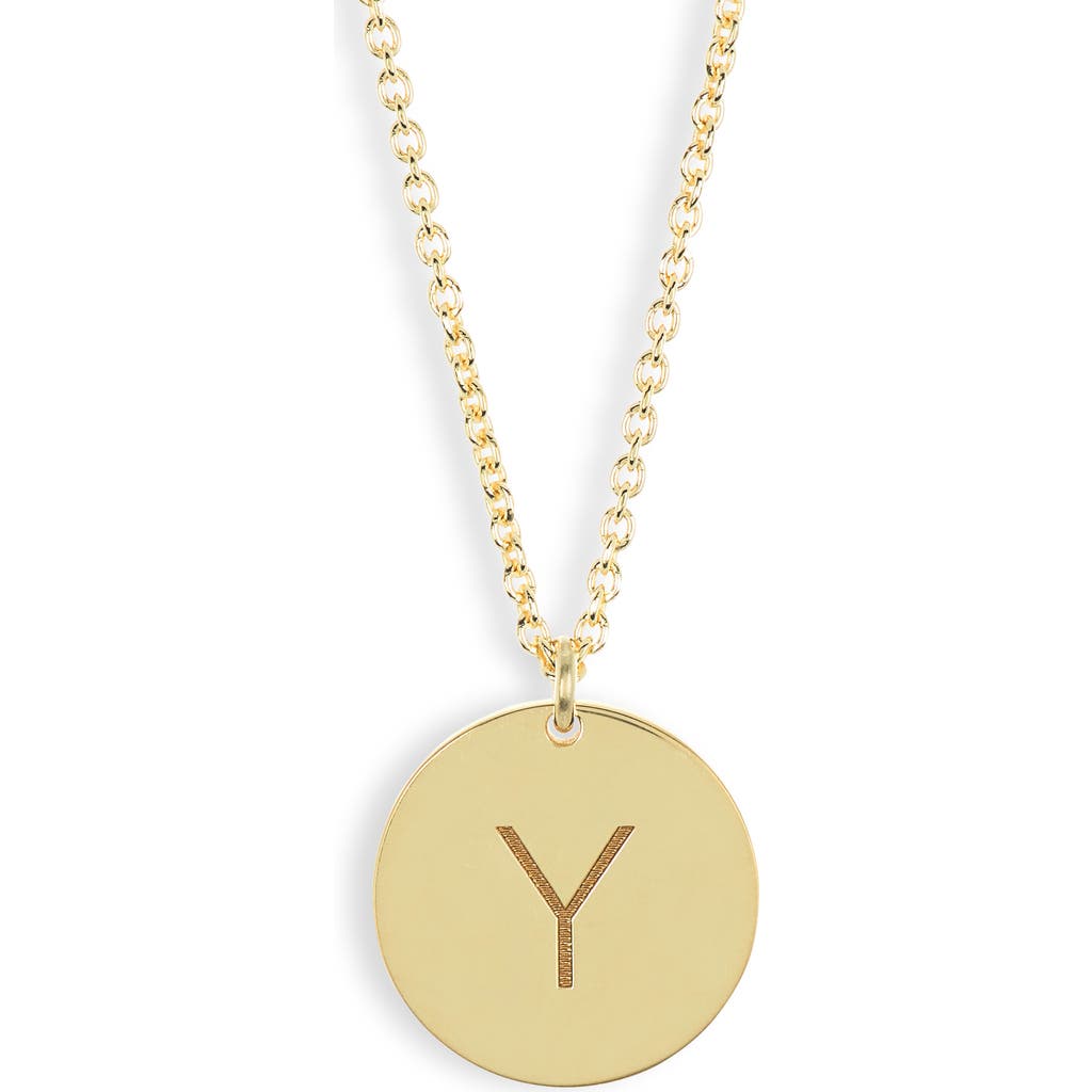 Meshmerise Initial Disc Pendant Necklace In Yellow-y
