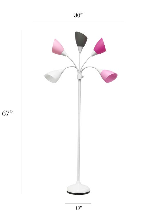 Shop Lalia Home Five Light Goose Neck Floor Lamp In White/pink Shades