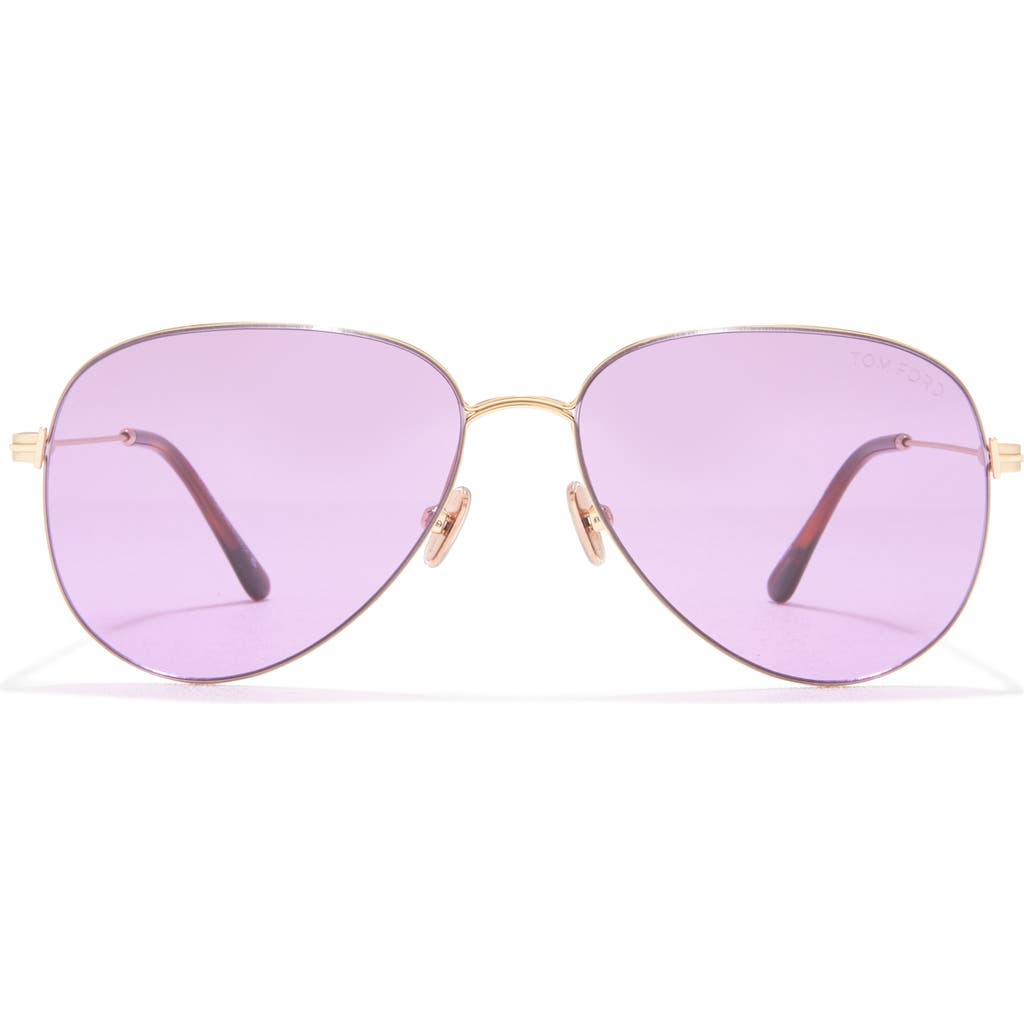 Shop Tom Ford 59mm Pilot Sunglasses In Shiny Rose Gold/violet