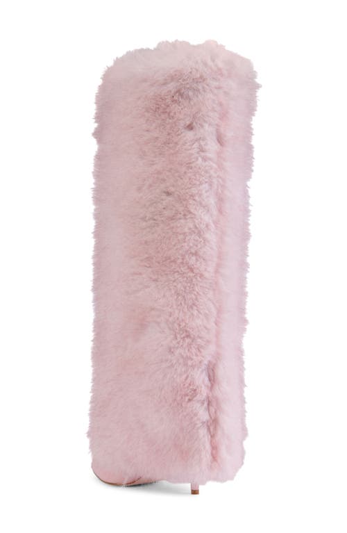 Azalea Wang Omera Faux Fur Over The Knee Boot In Pink
