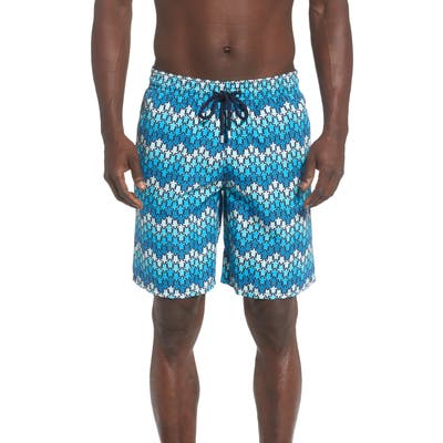 Vilebrequin Okoa Herringbone Turtles Swim Trunks, Blue