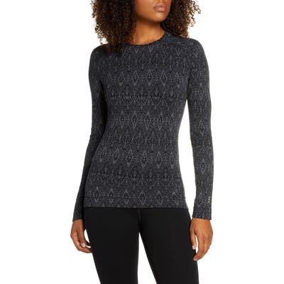 Smartwool Merino 250 Pattern Base Layer Crew Top, Black