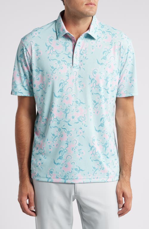 Swannies Colby Floral Golf Polo in Surf Spray 