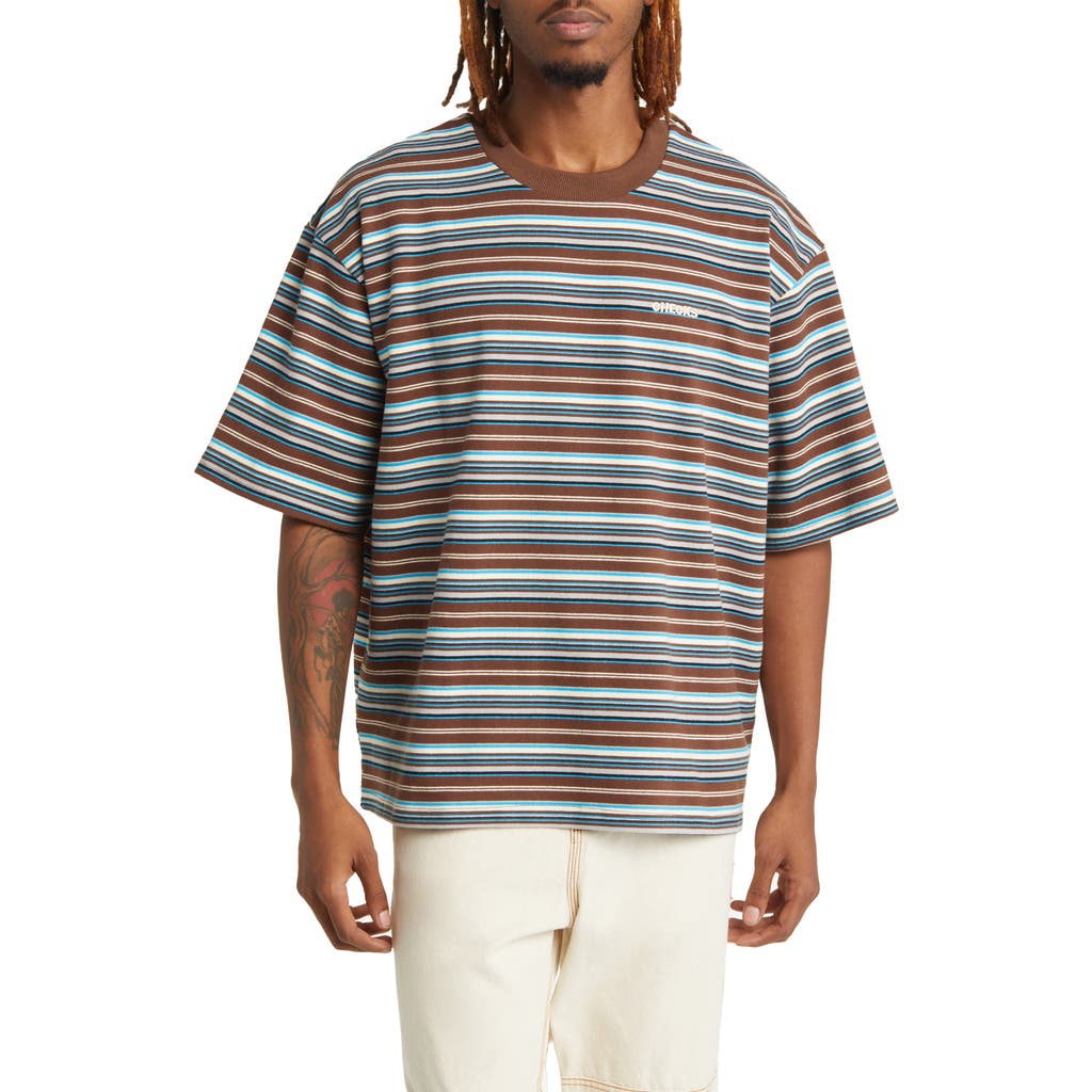 Checks Stripe Cotton T-shirt In Brown/blue
