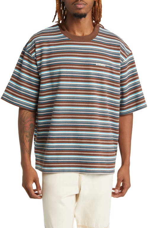 Stripe Cotton T-Shirt in Brown/Blue