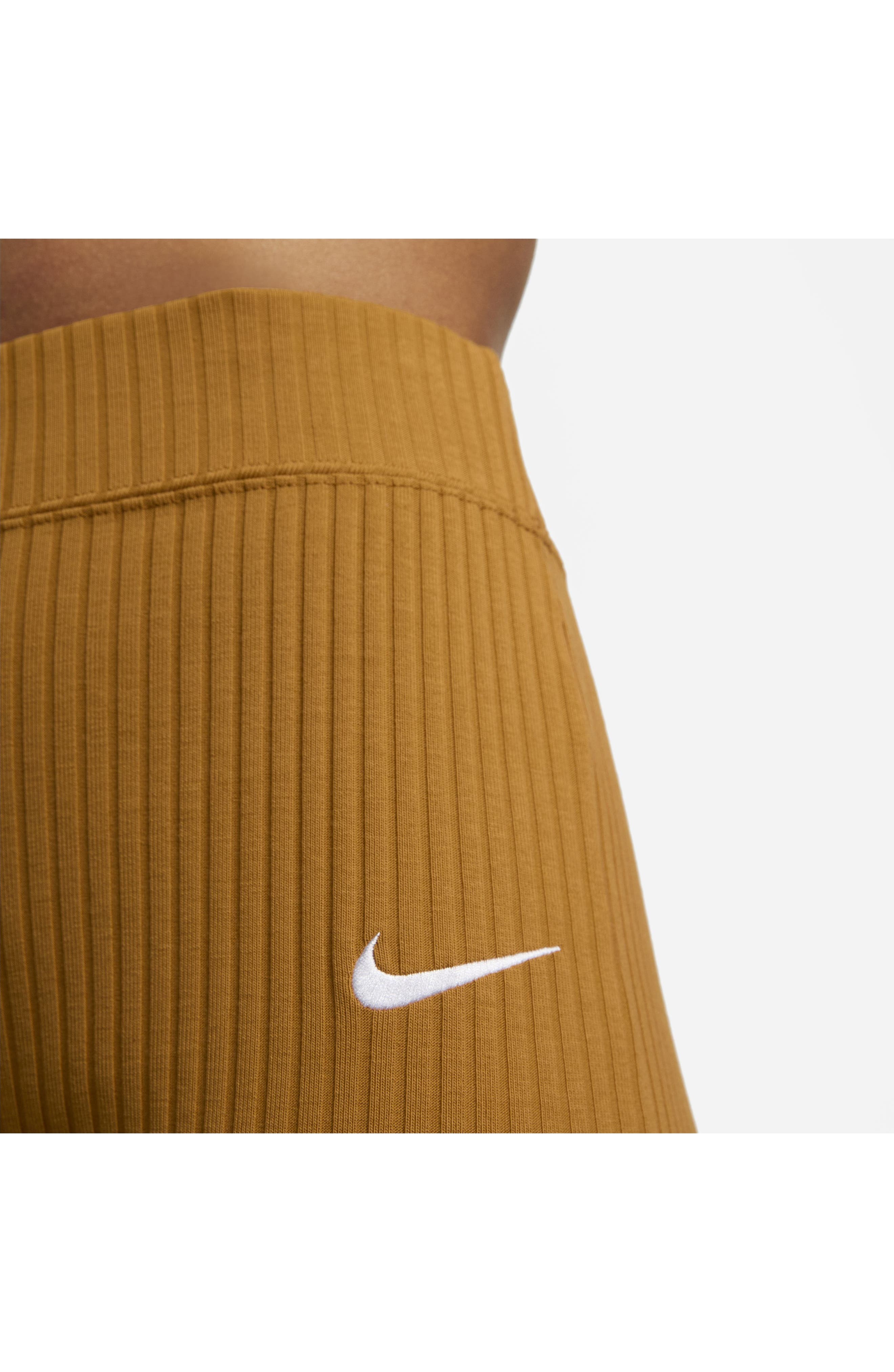 Nike Sportswear Rib Flare Pants in Desert Ochre/white