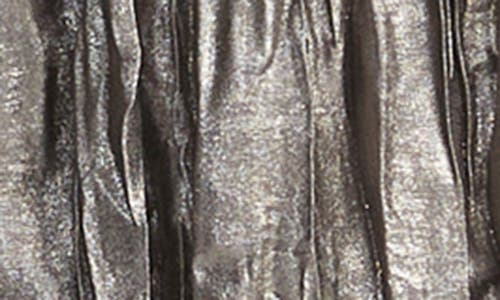 Shop Lafayette 148 New York Metallic Foil Plissé Midi Dress In Pewter Metallic