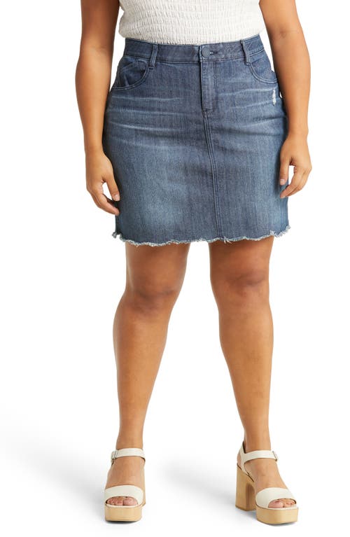 Wit & Wisdom 'Ab'Solution Fray Hem Denim Skirt Mid Blue at Nordstrom,