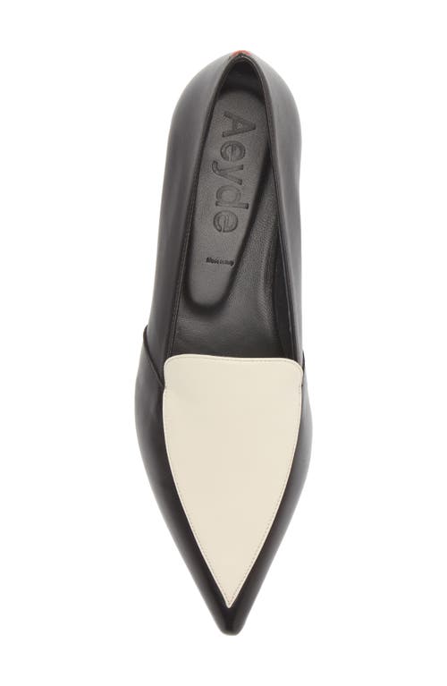 Aeyde Martha Pointed Toe Flat In Black/creamy