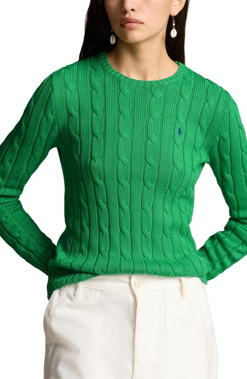 Shop Polo Ralph Lauren Julianna Cotton Cable Sweater In Preppy Green