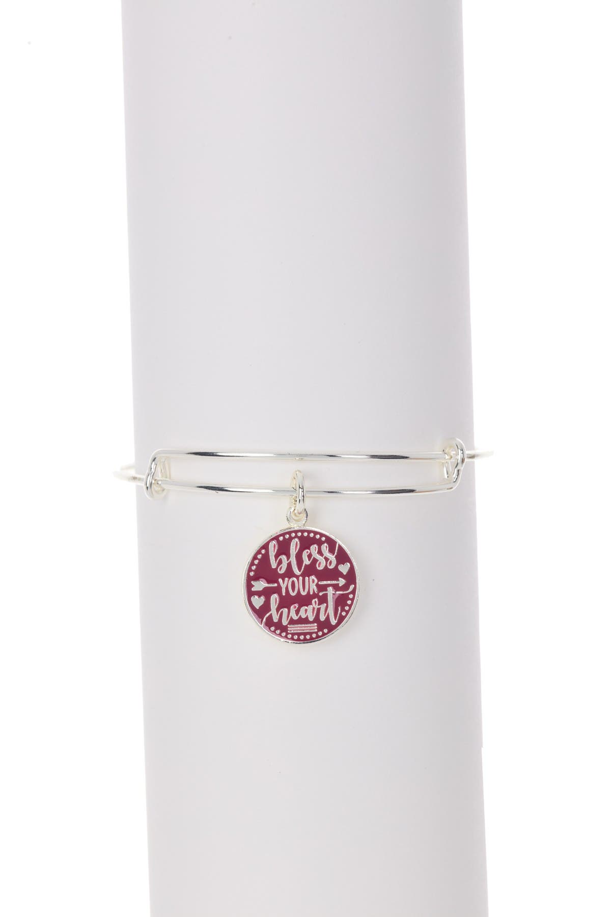 Alex And Ani Bless Your Heart Shiny Silver Finish Bangle In Shny Silv