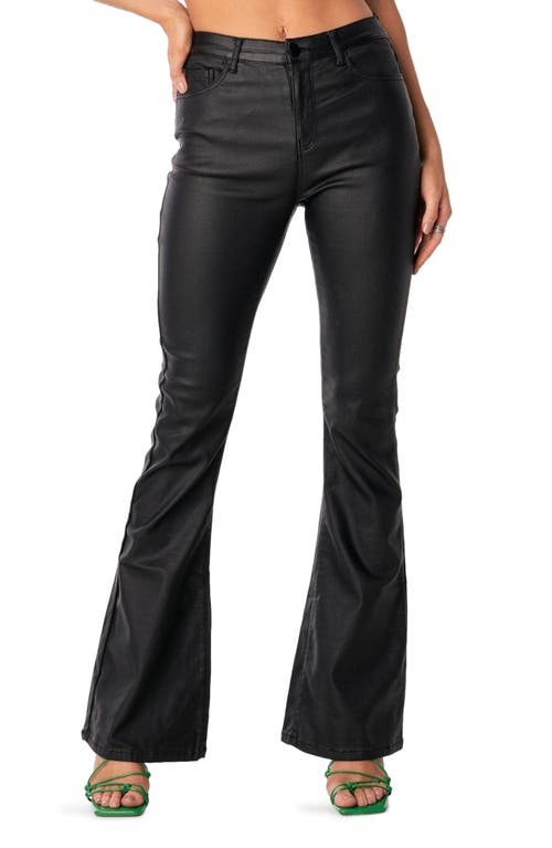 EDIKTED Luna Faux Leather Flare Leg Pants in Black at Nordstrom, Size Small