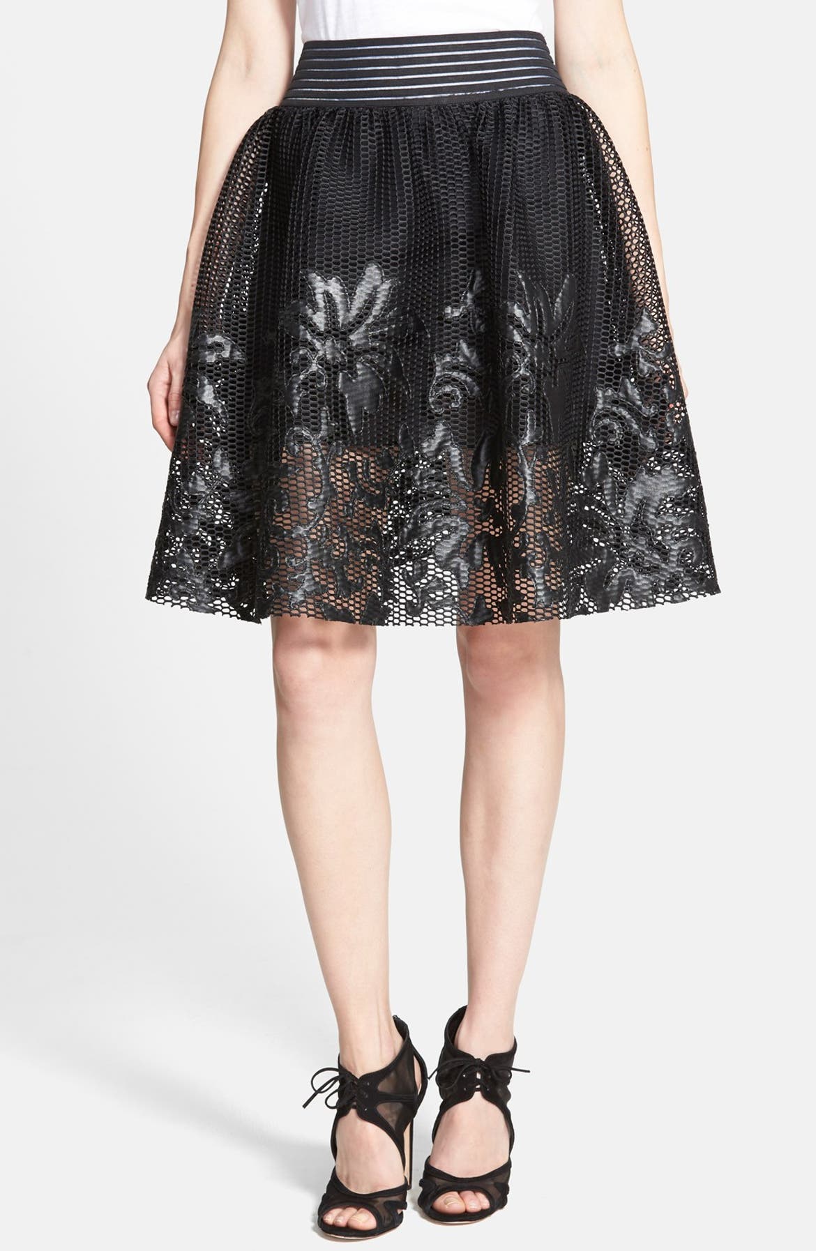 Sam Edelman Mesh Skirt with Floral Appliqué | Nordstrom