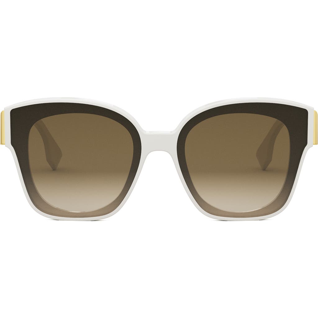 Fendi The  First 63mm Square Sunglasses In Ivory/gradient Brown