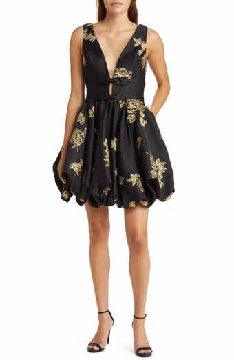 Marchesa notte metallic floral cocktail deals dress