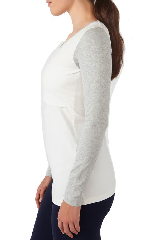 Modern Eternity Maternity/nursing Tee In Eggshell/greymix Melange