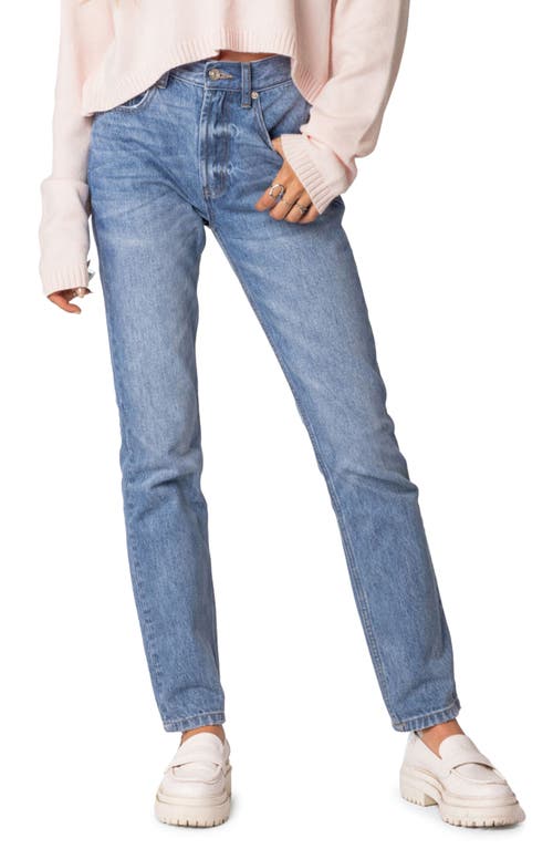 EDIKTED Swift High Waist Straight Leg Jeans Blue-Washed at Nordstrom,