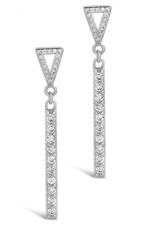 Sterling Forever Kiki Cubic Zirconia Linear Drop Earrings In Silver