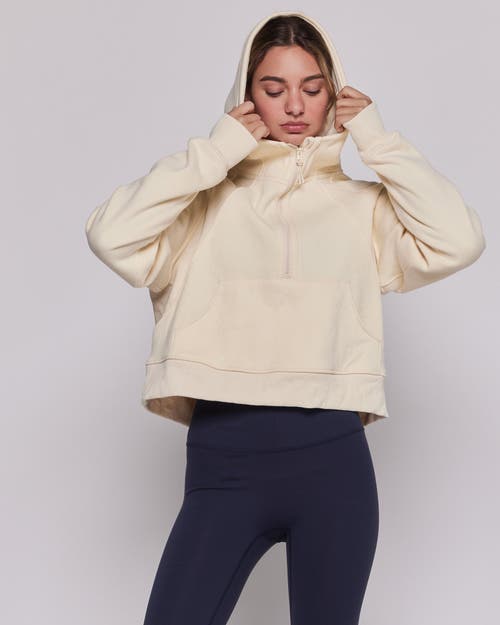 Shop Rebody Active Effortless Fleece Half Zip Hoodie In Bone