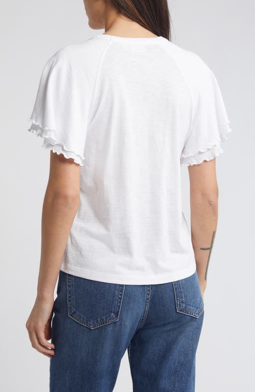 Shop Nation Ltd Flutter Sleeve Cotton T-shirt In White