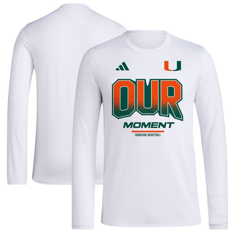 Shop Adidas Originals Unisex Adidas  White Miami Hurricanes 2024 On-court Bench Our Moment Long Sleeve T-shirt