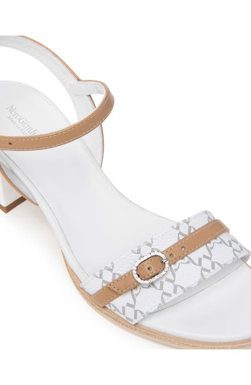 Shop Nerogiardini City Logo Ankle Strap Sandal In White