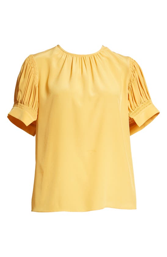 REBECCA TAYLOR SHORT SLEEVE SILK CRÊPE DE CHINE BLOUSE