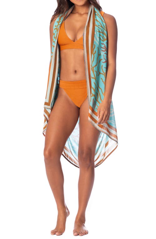 Shop Maaji Coral Oasis Isla Cover-up Pareo In Blue