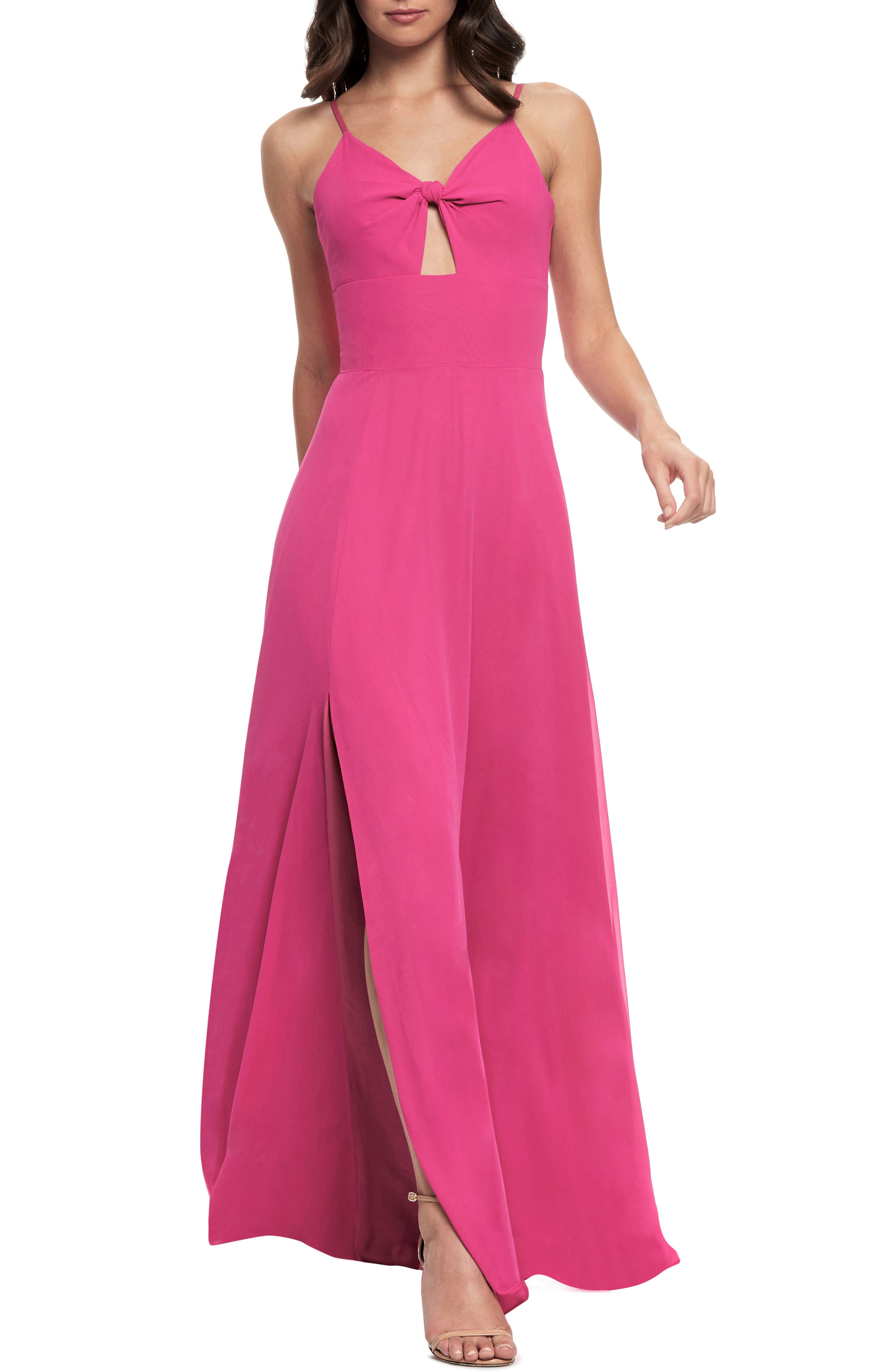 Dress The Population Cambria Tie Bodice Evening Dress, Pink