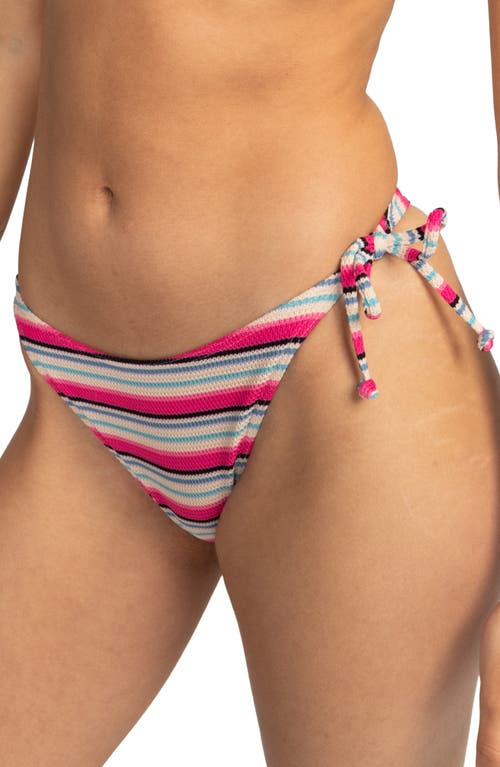 Shop Roxy Paraiso Stripe Side Tie Bikini Bottoms In Brazilian Sand Parai