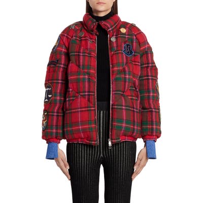Moncler Genius X 2 1952 Aven Patch Embellished Tartan Down Puffer Coat