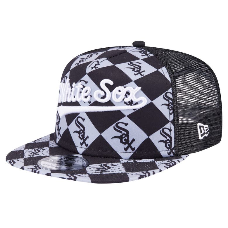 Shop New Era Black Chicago White Sox Seeing Diamonds A-frame Trucker 9fifty Snapback Hat