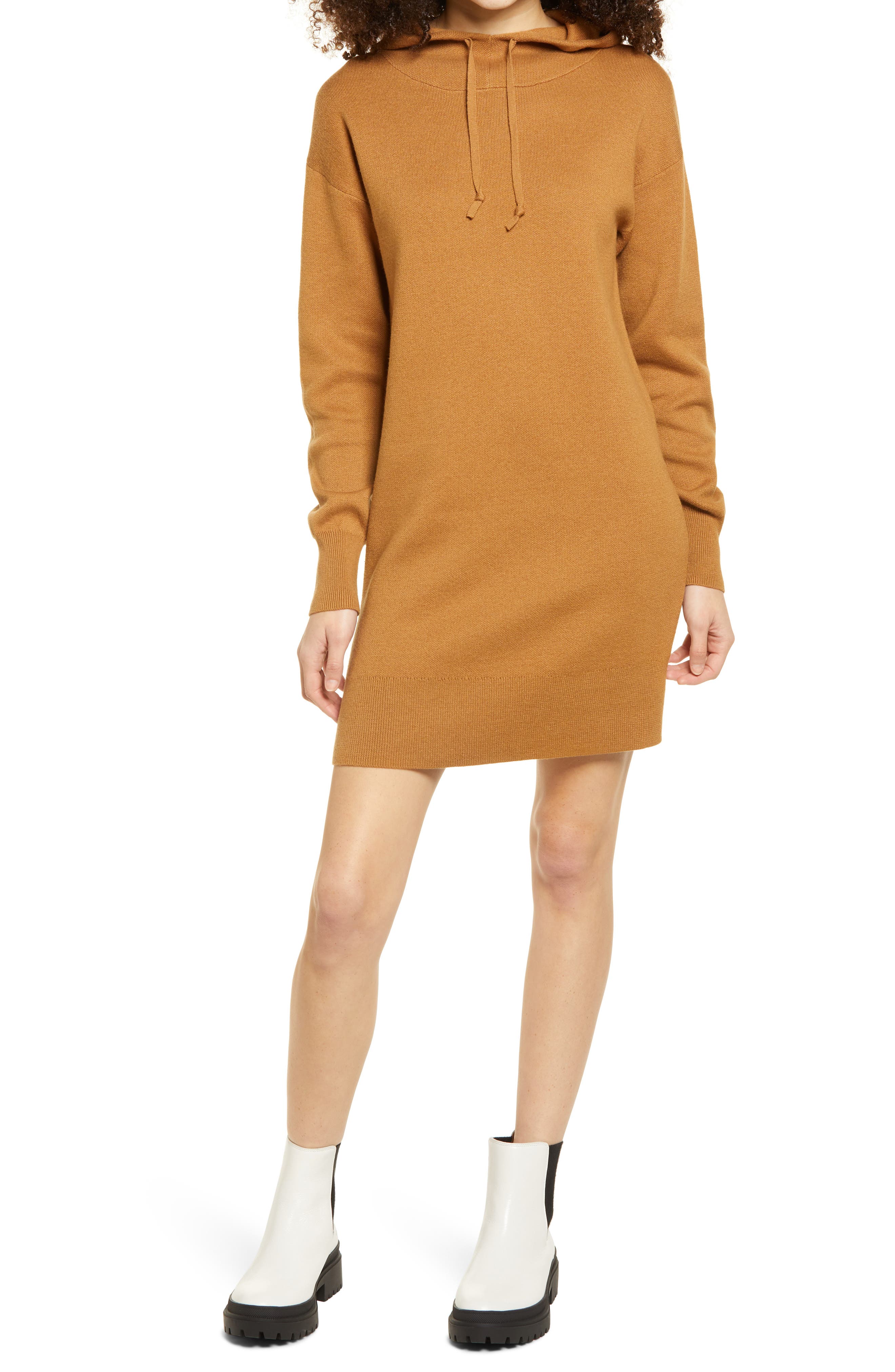 long sleeve hooded sweater dress