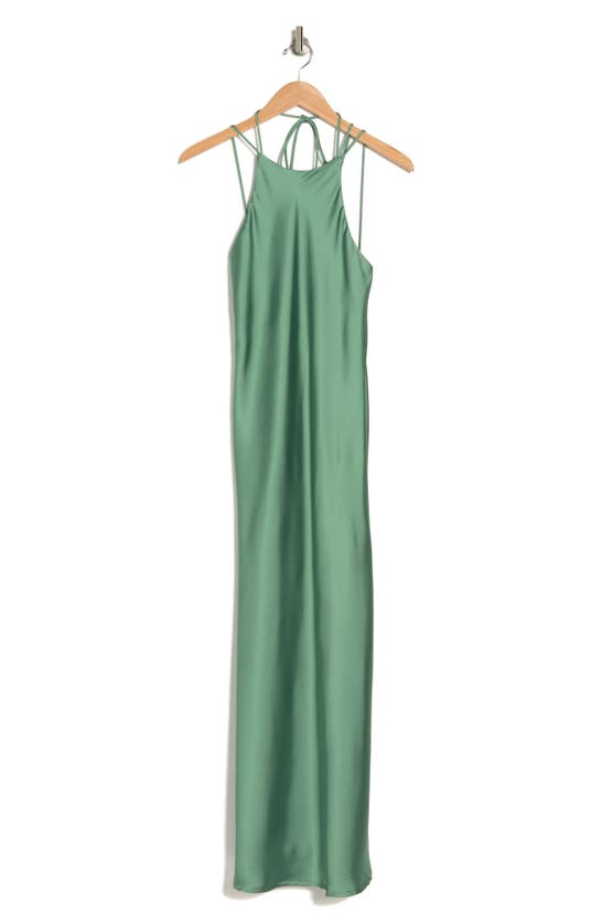 Know One Cares Satin Bias Cut Maxi Dress In Green