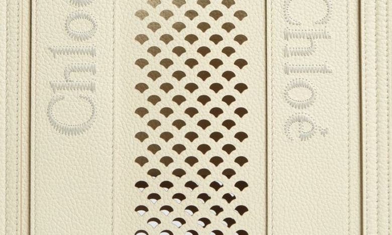 Shop Chloé Medium Woody Perforated Leather Tote In Misty Ivory