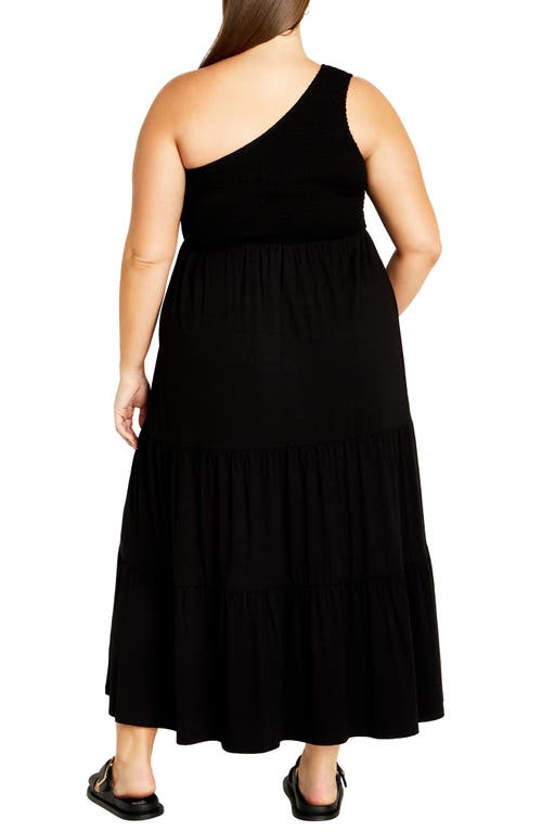City Chic Darcy One-shoulder Maxi Sundress In Black