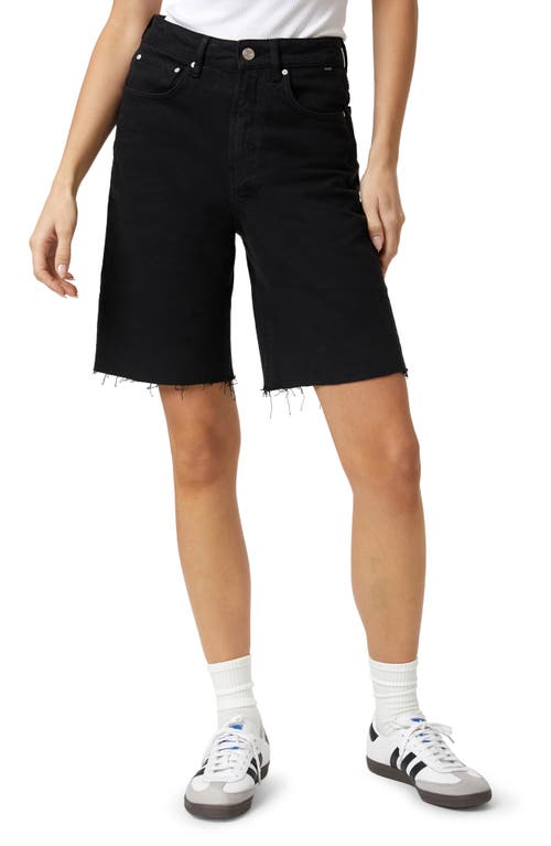 Mavi Jeans Selina High Waist Raw Hem Cutoff Denim Bermuda Shorts in Black Denim at Nordstrom, Size 26