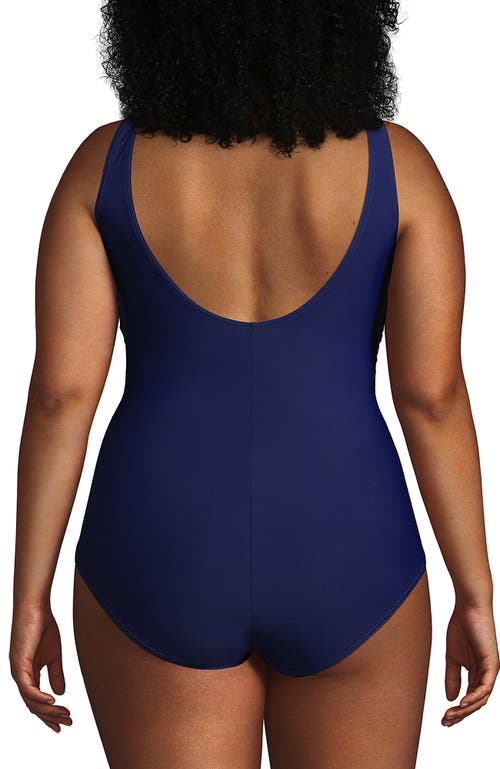 Lands' End Plus Size Dd-cup Slendersuit Tummy Control Wrap One Piece Swimsuit In Deep Sea Navy